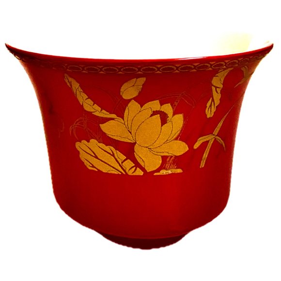 Chinese Gaiwan Red Gold Cup Saucer Bowl Lid Kung Fu Tea Set for 2 EUC - Picture 4 of 16